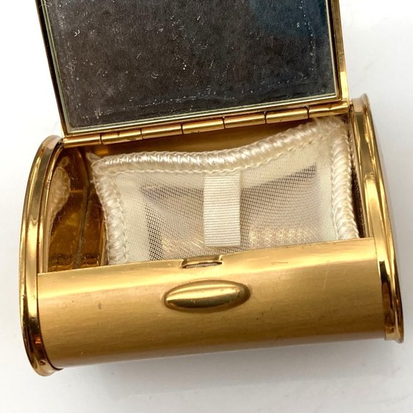 RARE MCM Bolster Powder Compact, Elegant Brushed Gold Tone Glam with Mirror - Picture 5 of 5